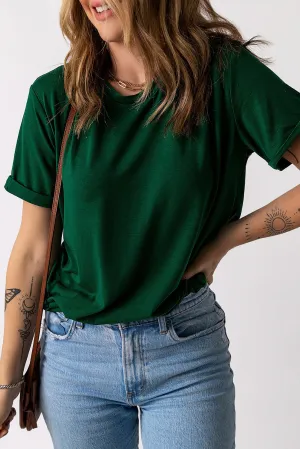 Solid Color Crew Neck Tee