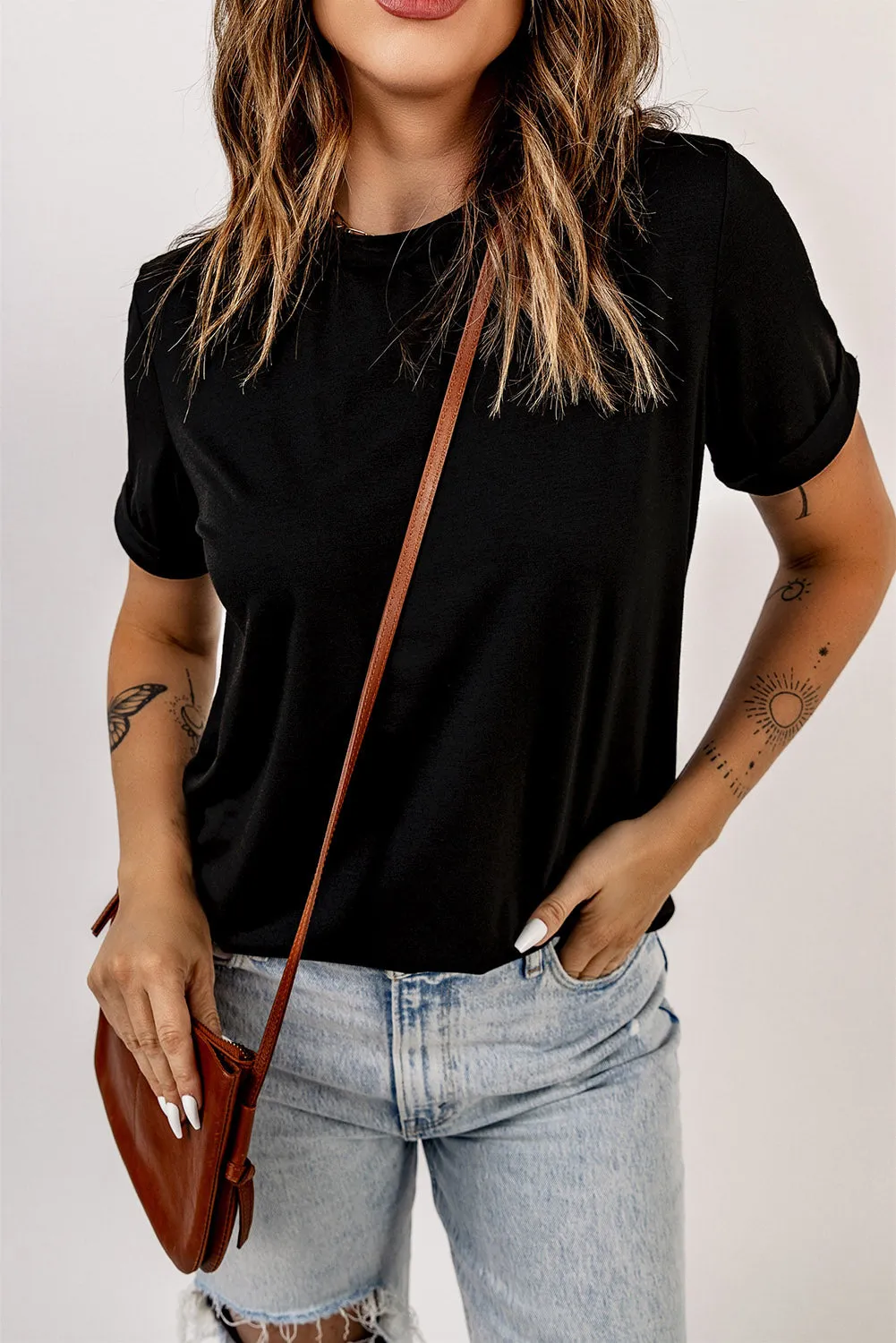 Solid Color Crew Neck Tee