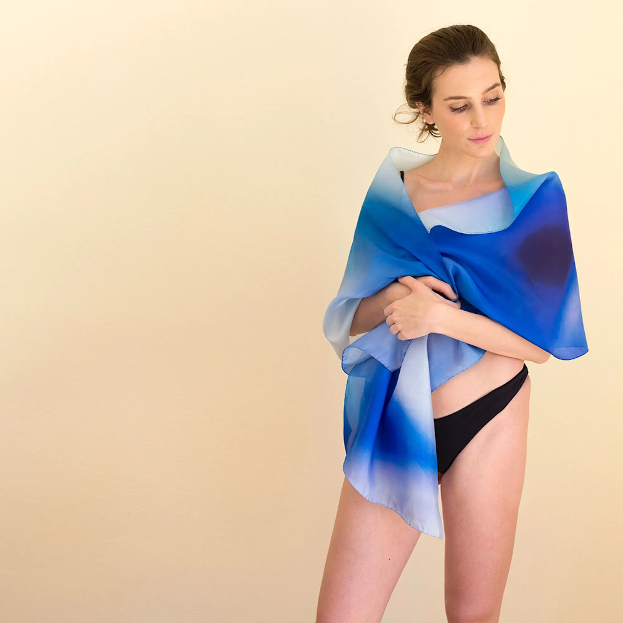 Special Edition Blue Hyacinth Silk Stole Scarf