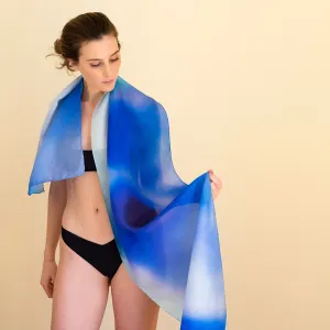 Special Edition Blue Hyacinth Silk Stole Scarf