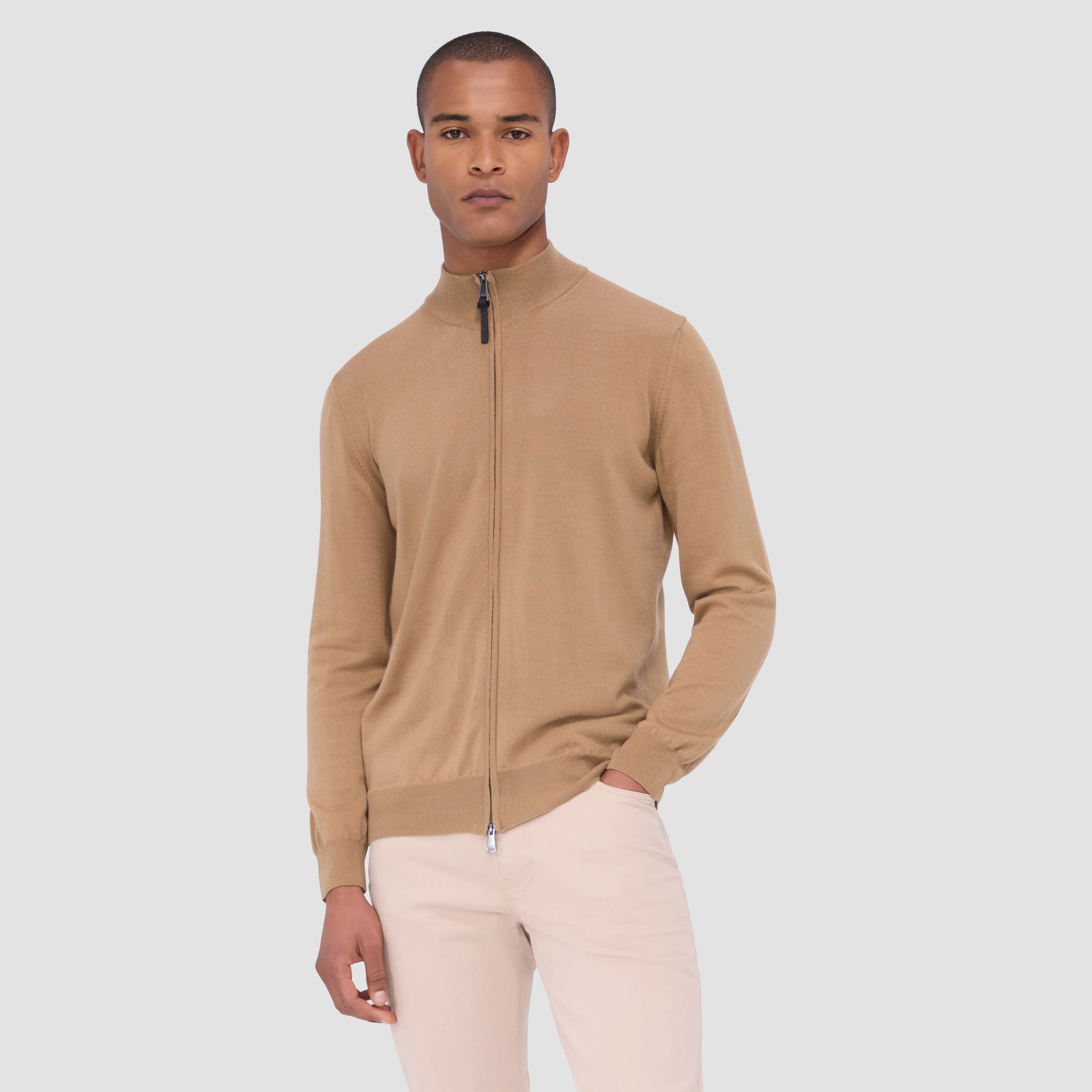 Super Merino Mock Neck Full Zip Sweater