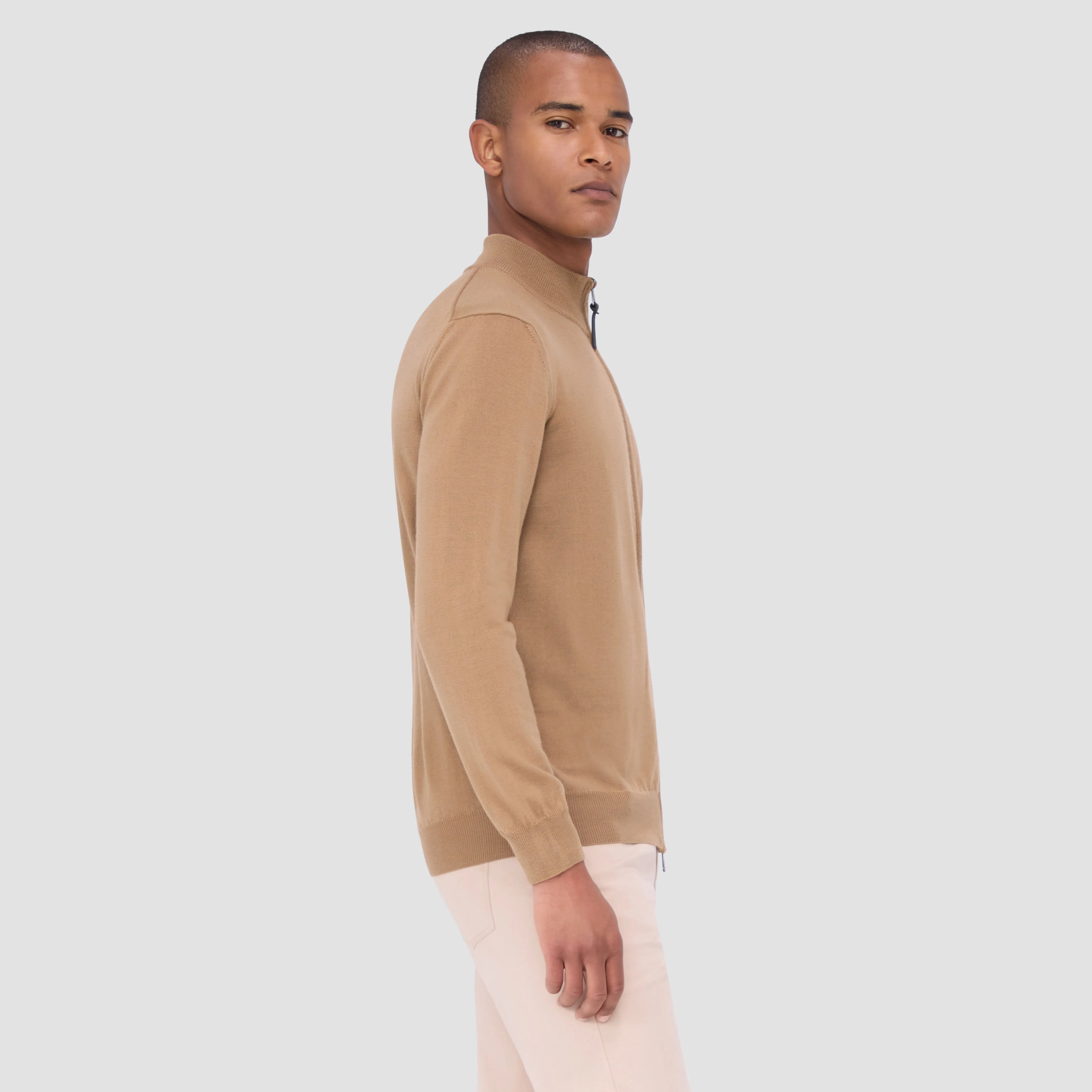 Super Merino Mock Neck Full Zip Sweater