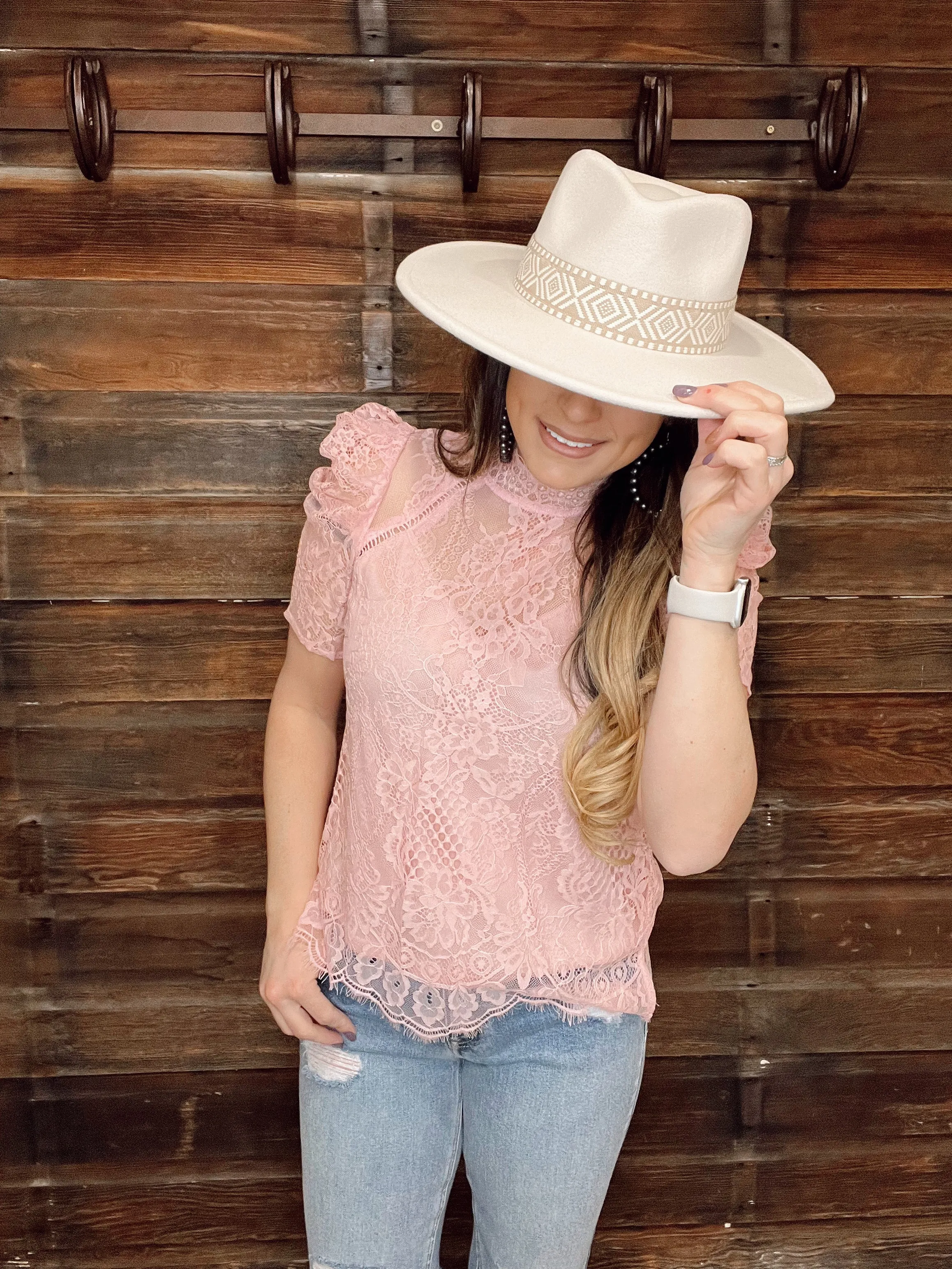 The Lace Date Night Top in Blush