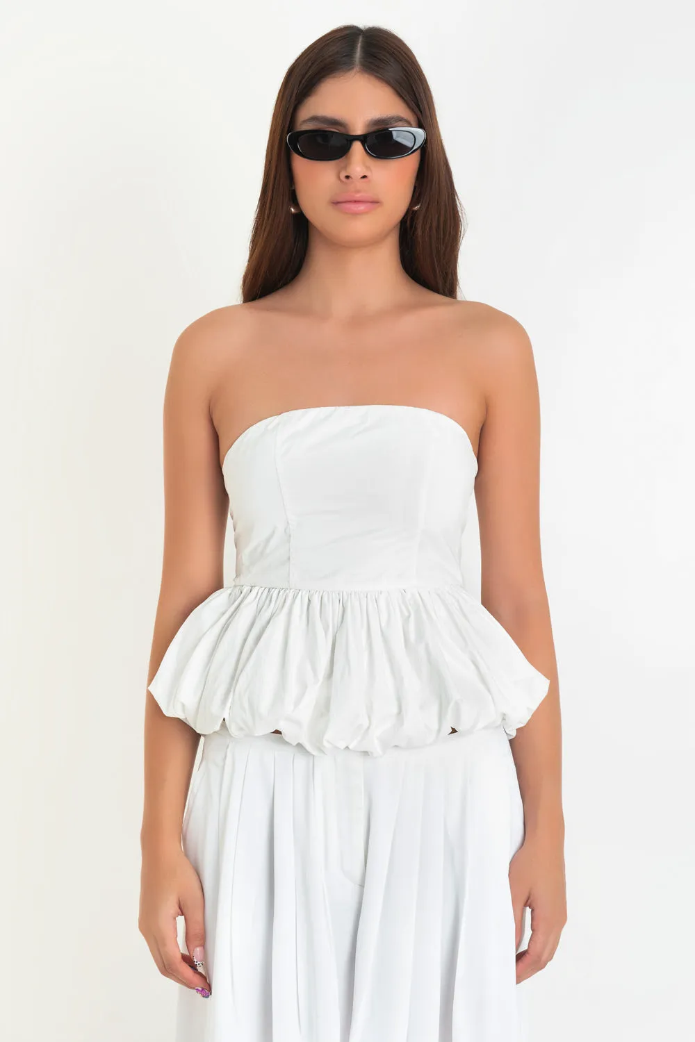Top tubo con peplum globo