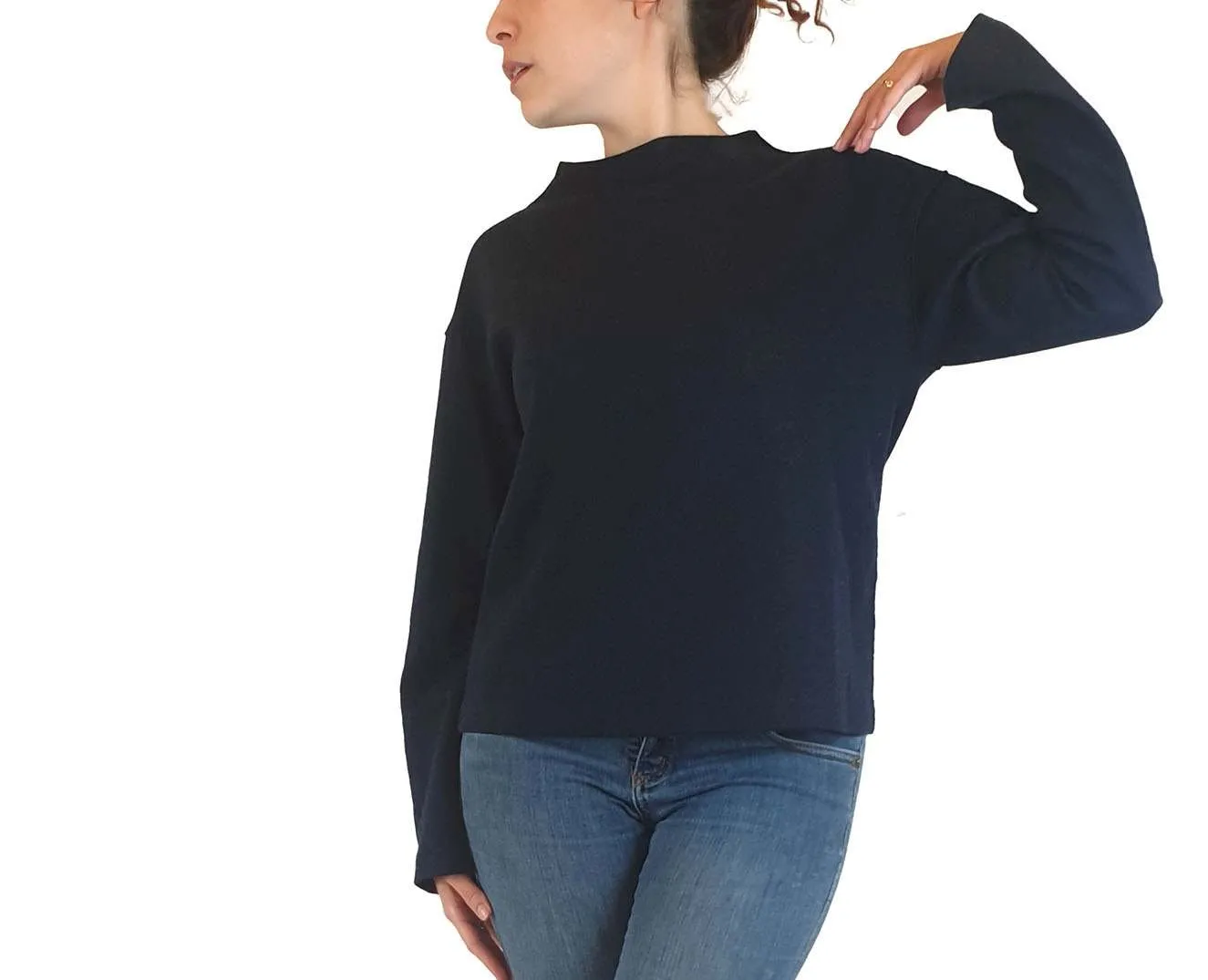 Uniqlo navy wool mix high neck jumper size S