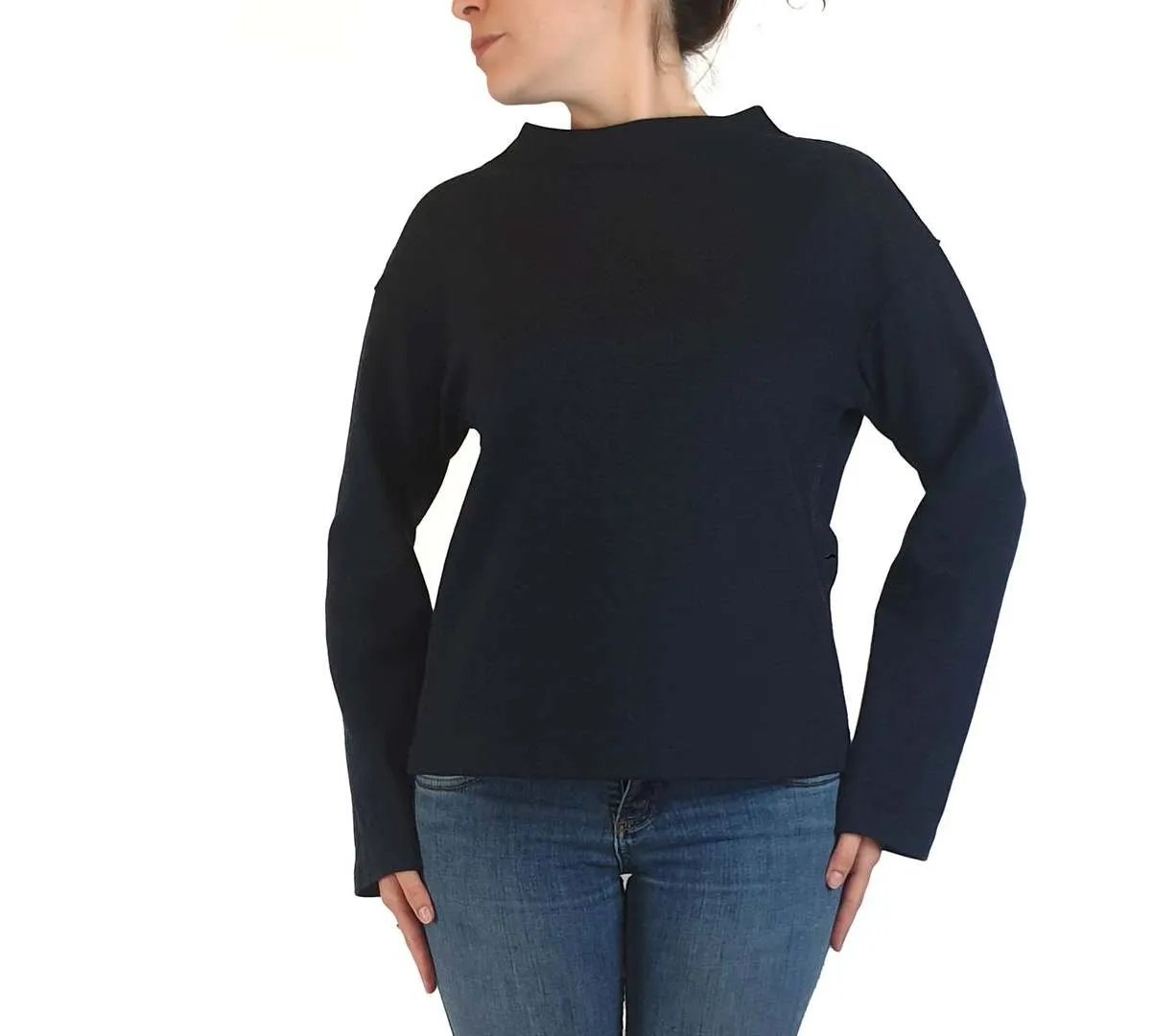 Uniqlo navy wool mix high neck jumper size S