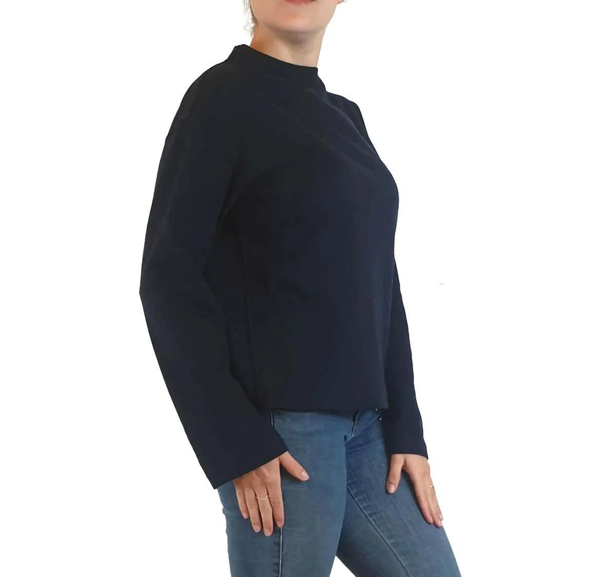 Uniqlo navy wool mix high neck jumper size S