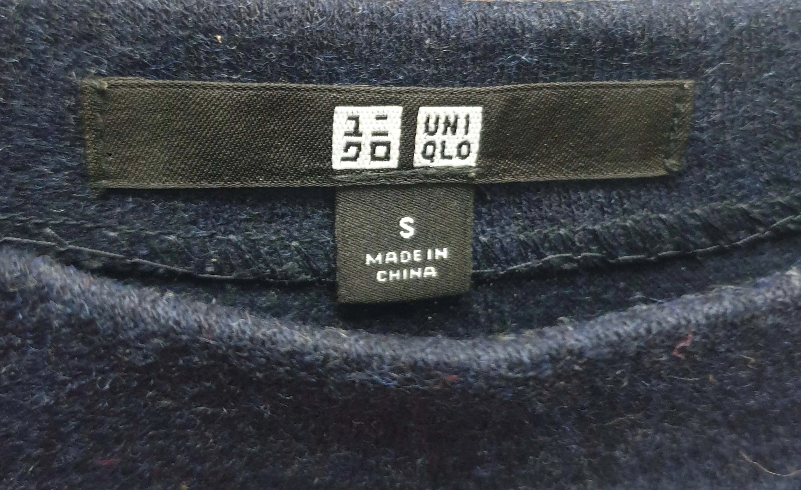 Uniqlo navy wool mix high neck jumper size S