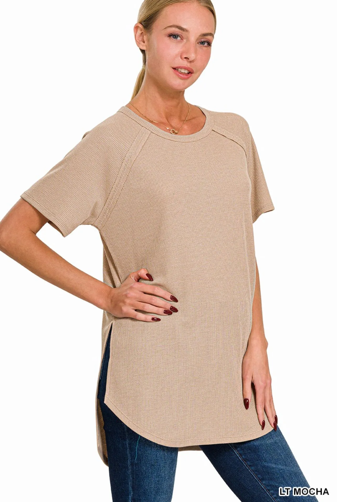 Waffles Side Slit Top *4 COLORS*