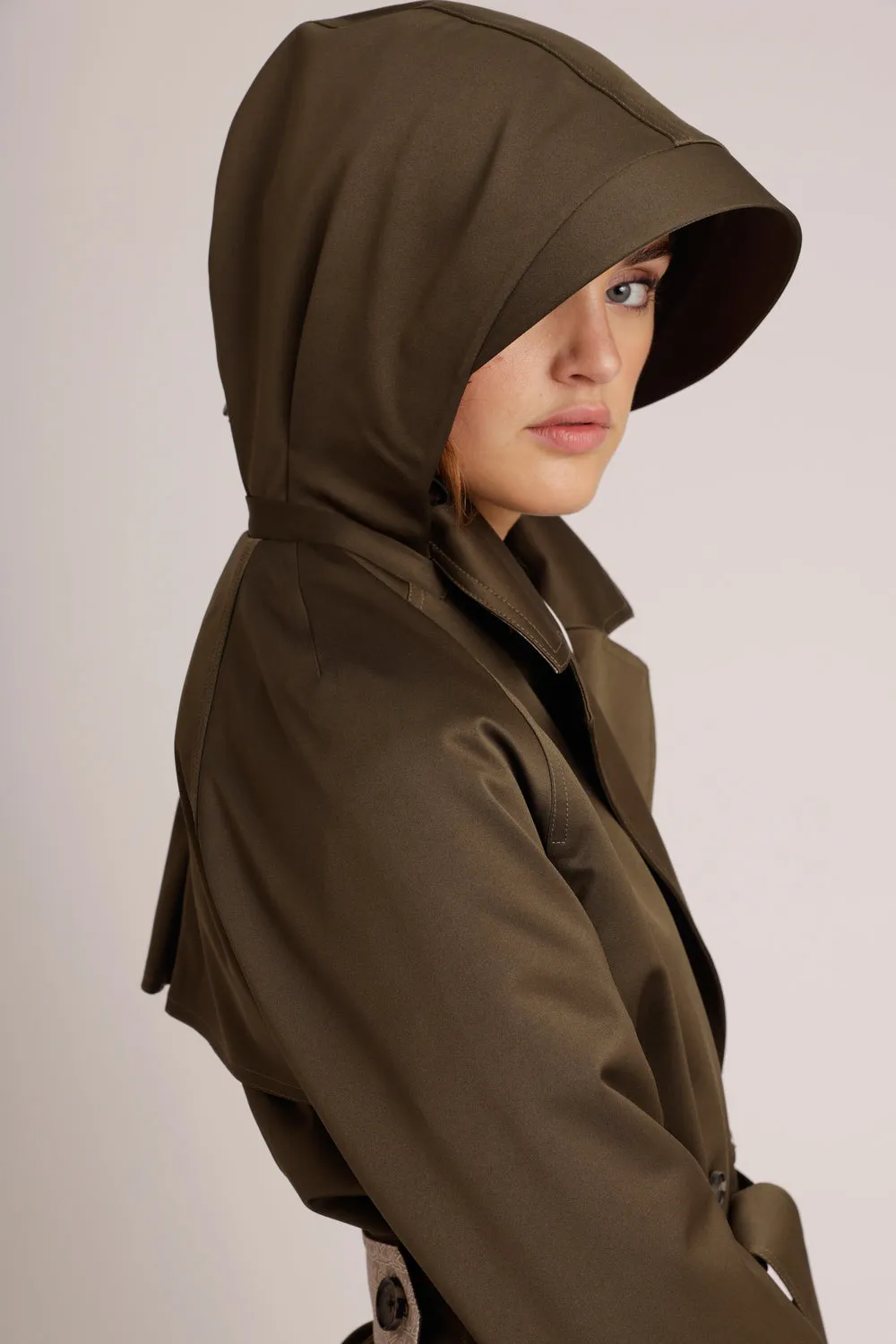 Waterproof Straight-Fit Trenchcoat  | Satin Green