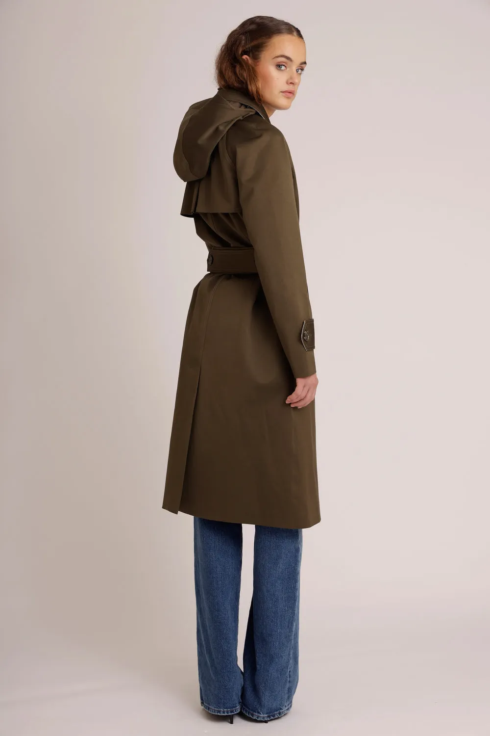 Waterproof Straight-Fit Trenchcoat  | Satin Green