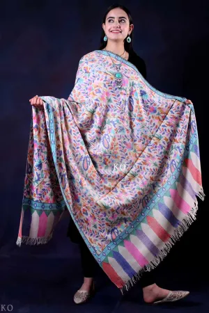 White Base Kani Jamawar Pashmina Shawl
