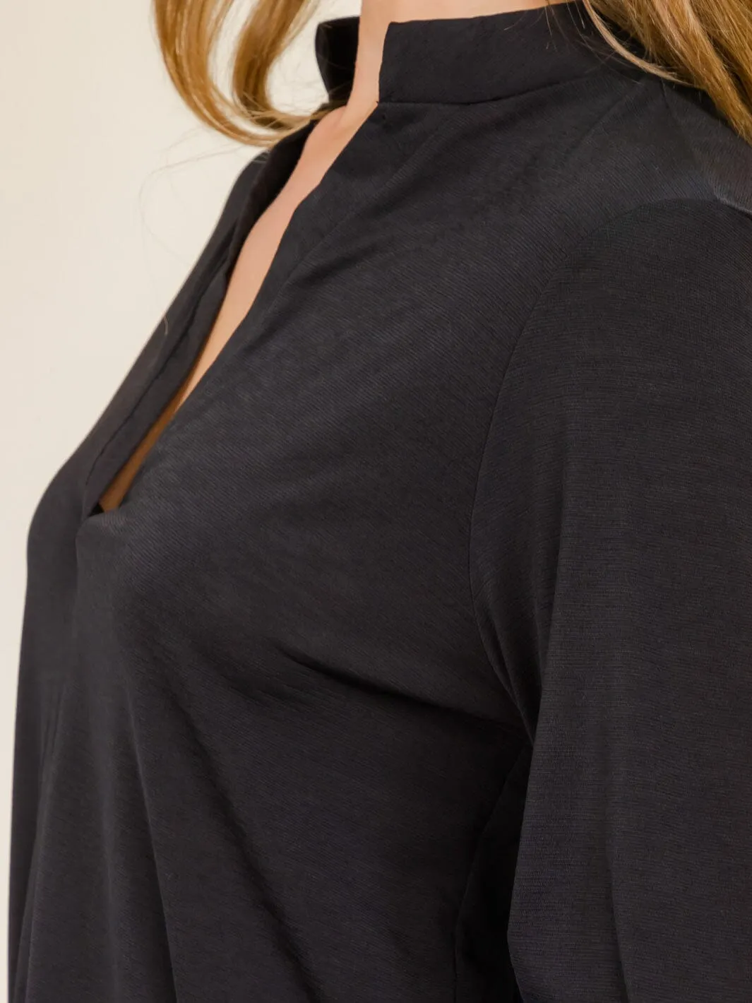 WOMEN'S 3/4 SLEEVES V-NECK TUNIC HIGH-LOW TOP