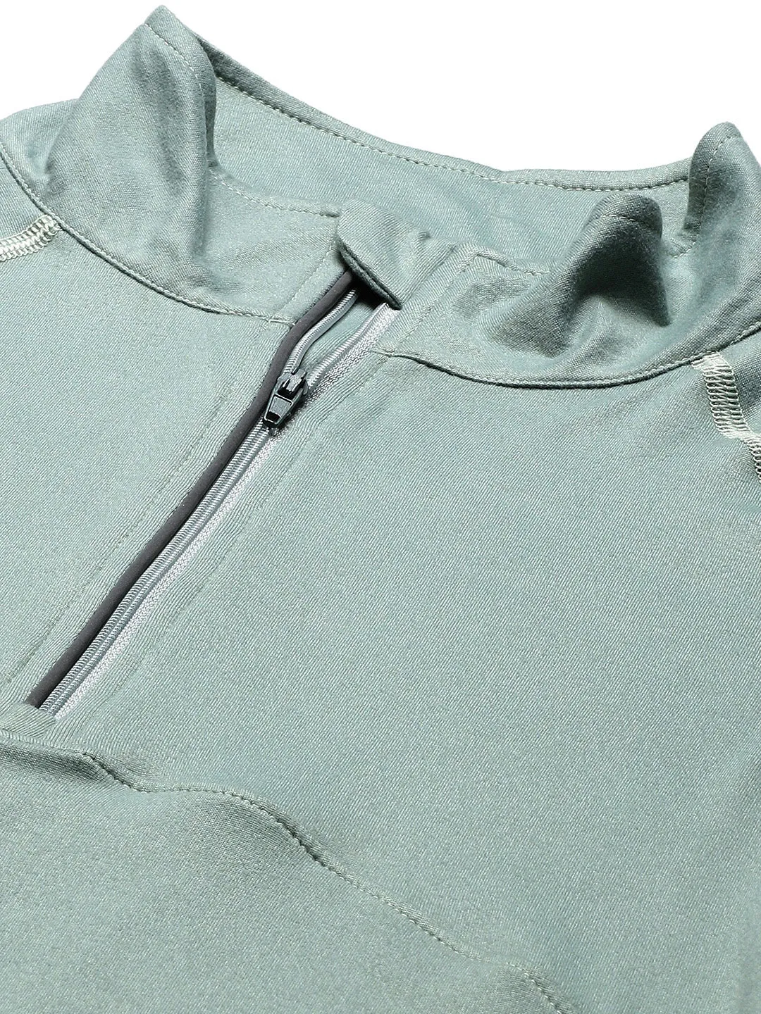 Women's Green High Neck Training or Gym T-shirt