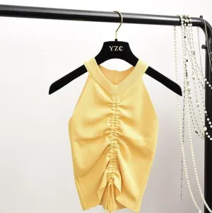 Women's Lace Up Drawstring Crop Top..