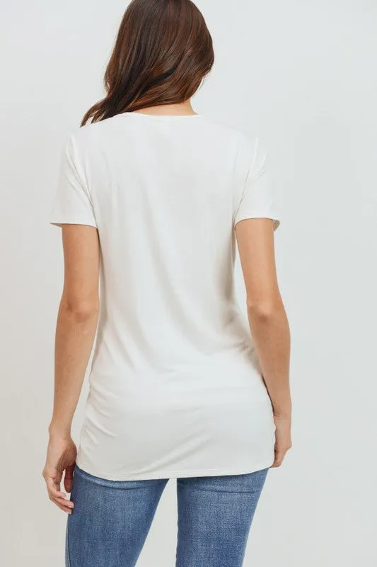 Women's super soft modal maternity & postnatal short sleeve T-shirt in black, sea blue or ivory