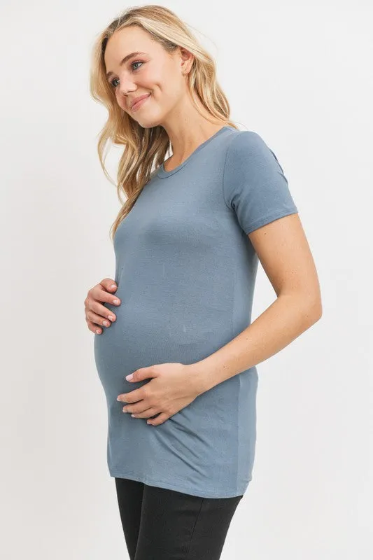 Women's super soft modal maternity & postnatal short sleeve T-shirt in black, sea blue or ivory