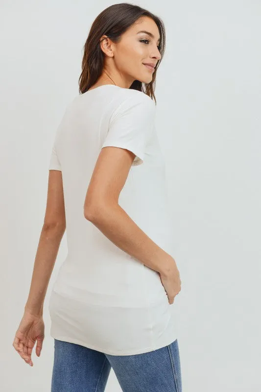 Women's super soft modal maternity & postnatal short sleeve T-shirt in black, sea blue or ivory