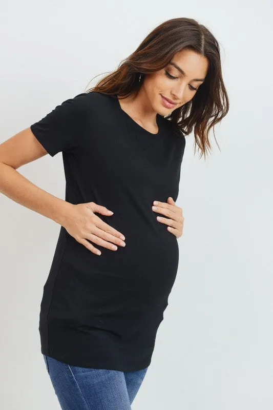 Women's super soft modal maternity & postnatal short sleeve T-shirt in black, sea blue or ivory