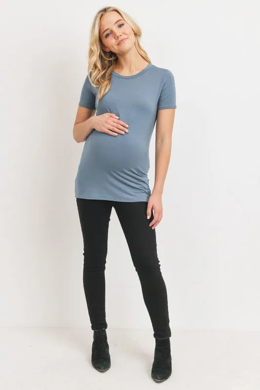 Women's super soft modal maternity & postnatal short sleeve T-shirt in black, sea blue or ivory