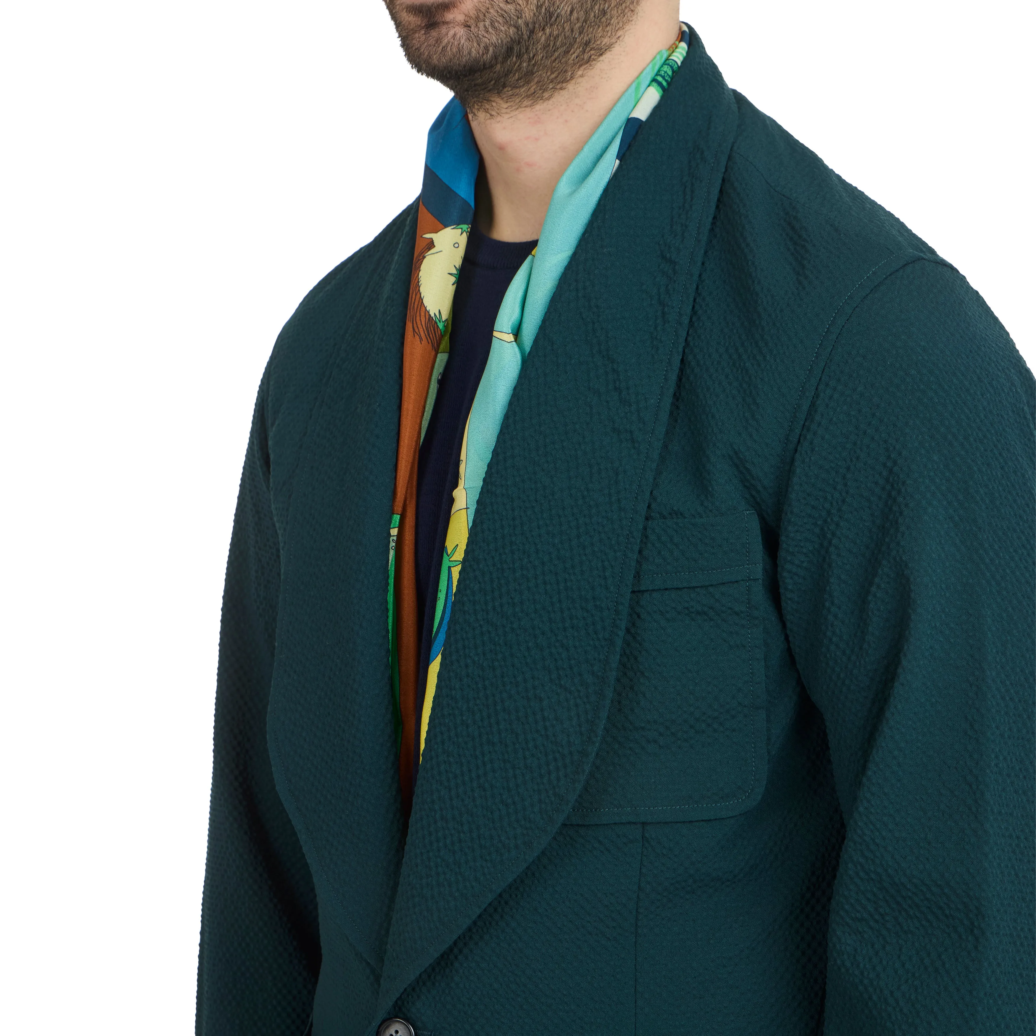 Wool Seersucker Loungeman Jacket