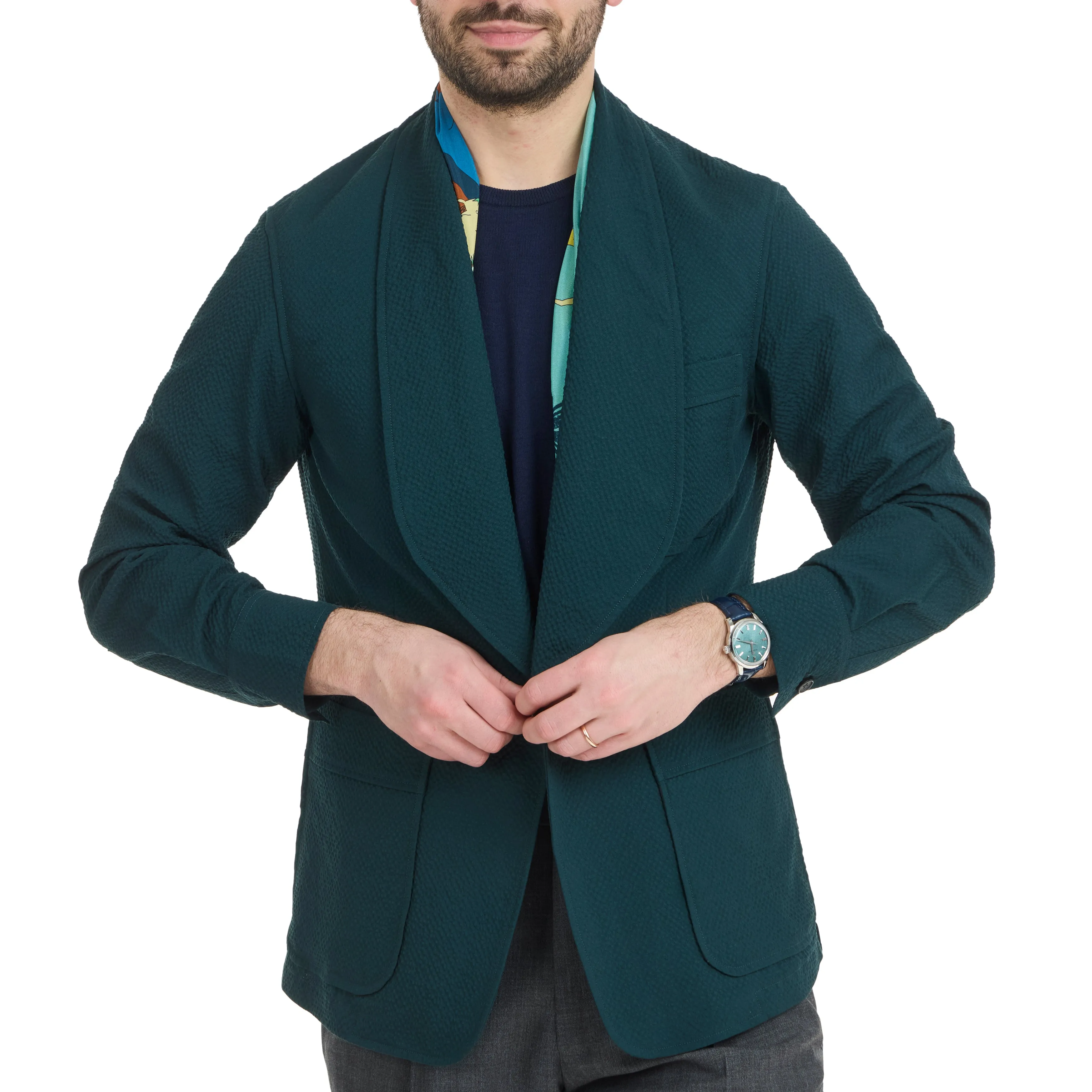 Wool Seersucker Loungeman Jacket