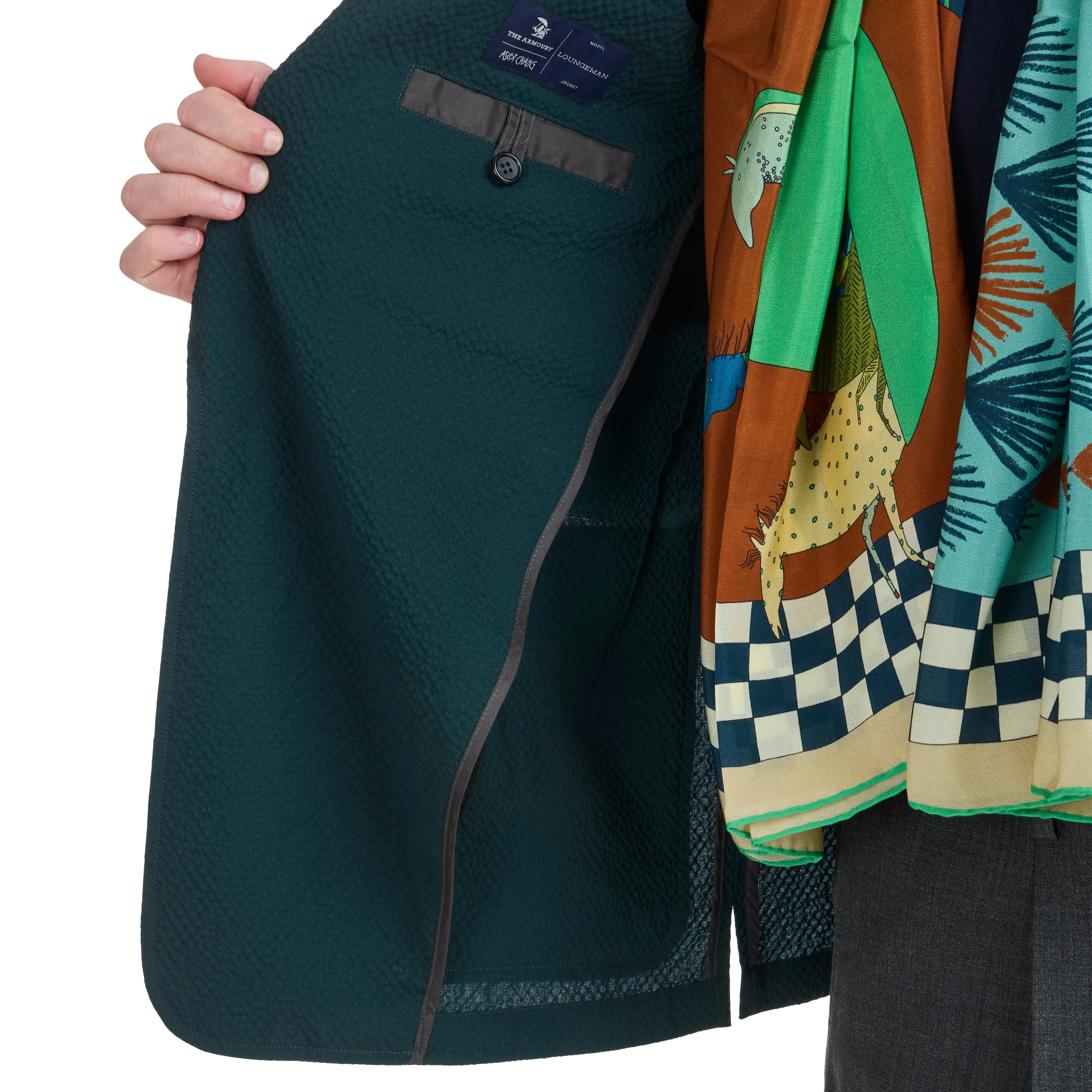 Wool Seersucker Loungeman Jacket
