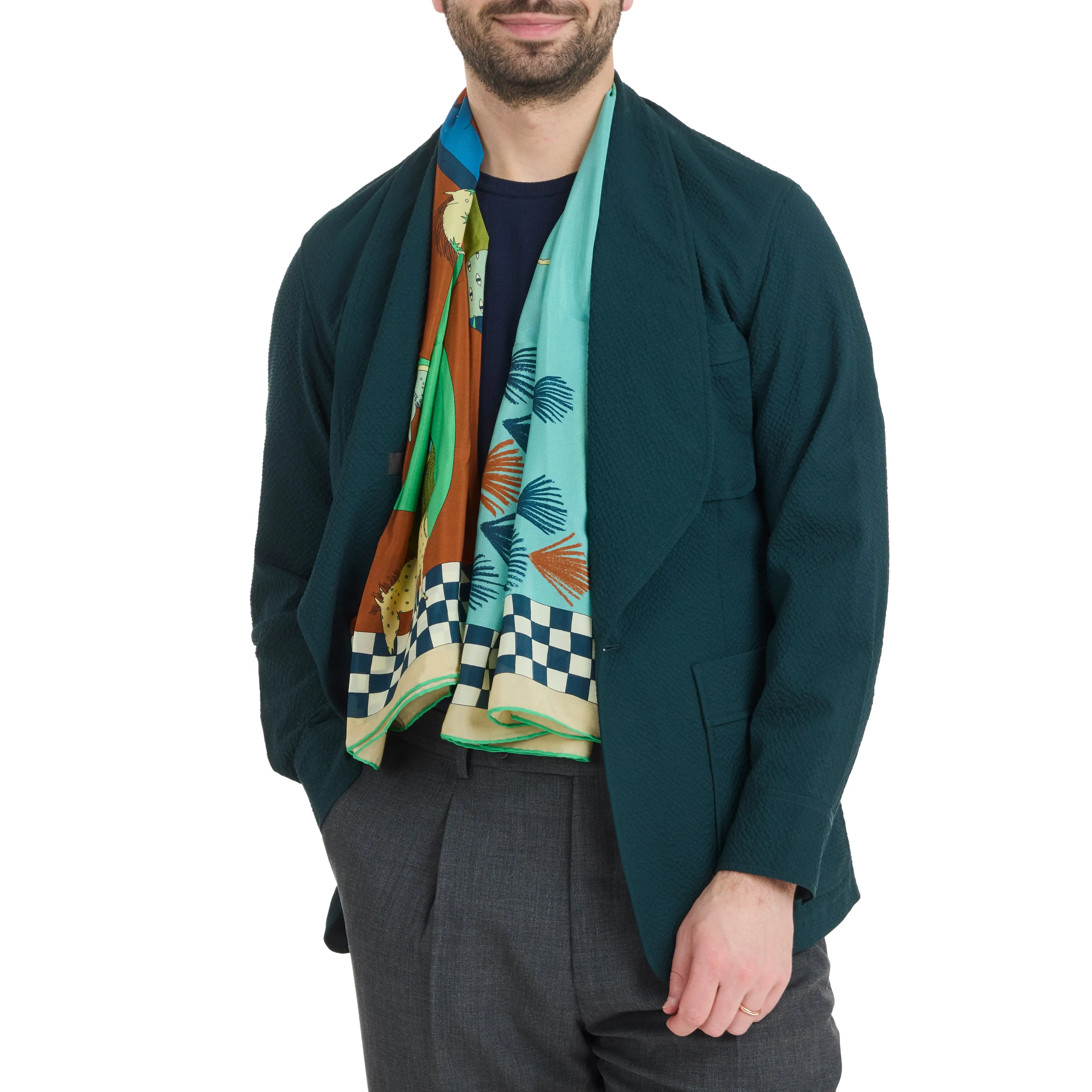 Wool Seersucker Loungeman Jacket