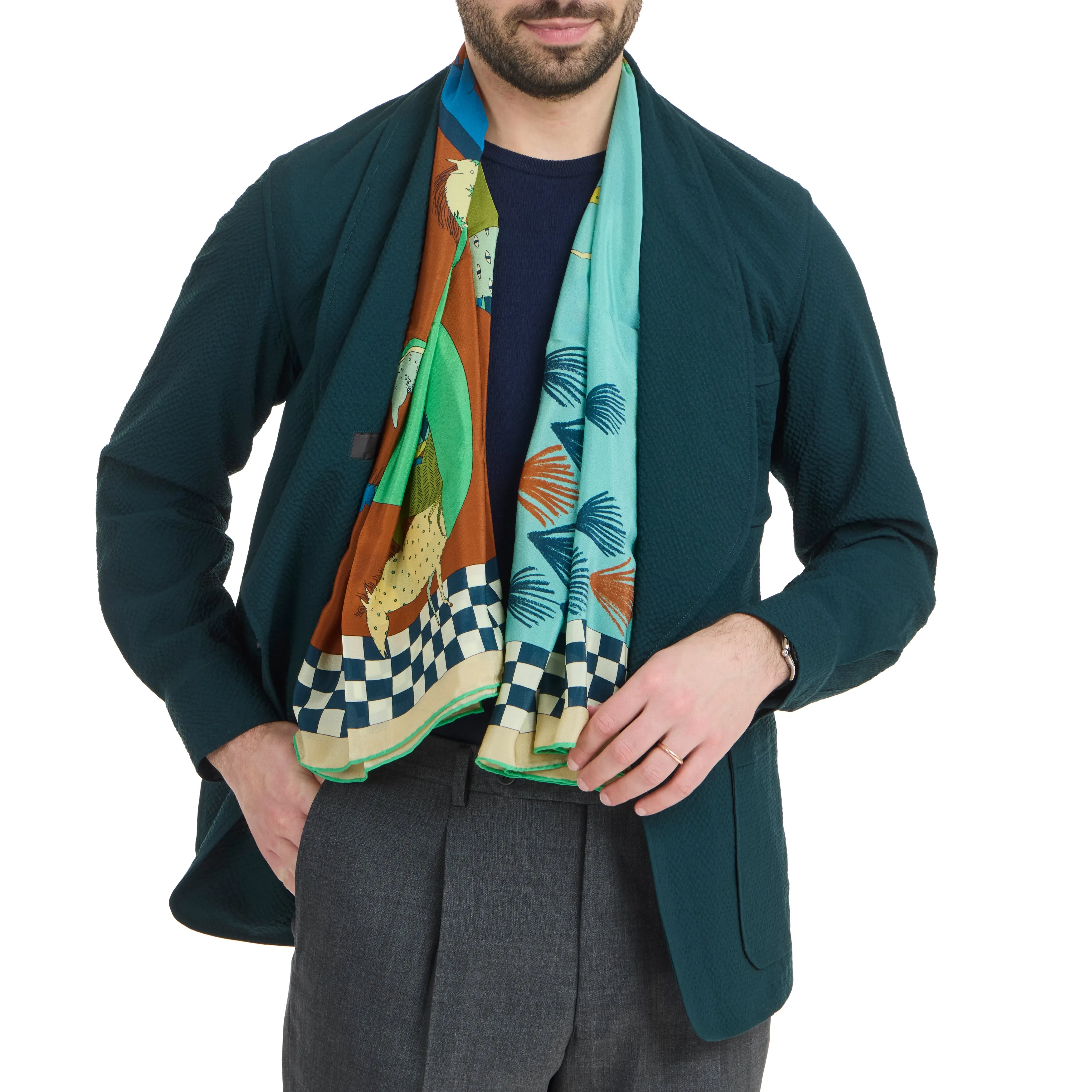 Wool Seersucker Loungeman Jacket