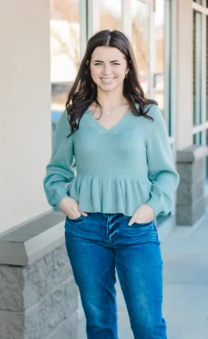 You Had Me at Happy Peplum Sweater