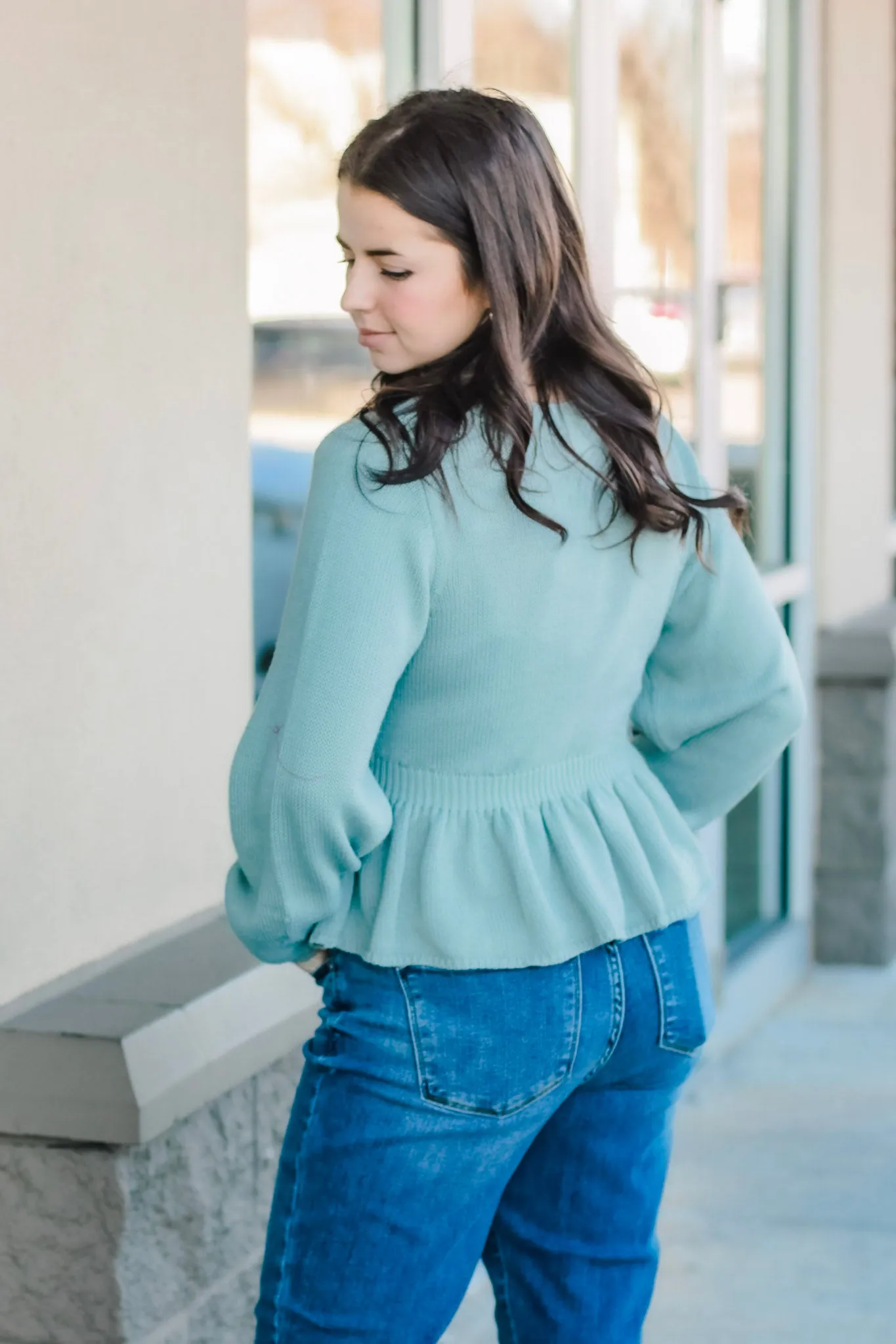 You Had Me at Happy Peplum Sweater